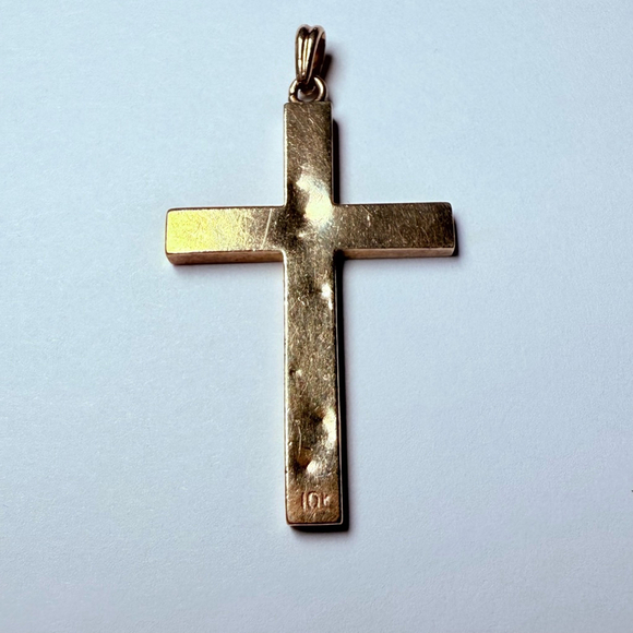 10k Solid Yellow Gold Cross Crucifix Jesus Religious Charm Pendant Italy Vintage - Picture 4 of 7